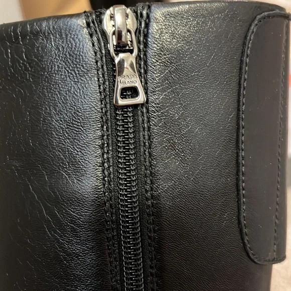 Like new, AUTHENTIC PRADA Girls Black Leather Boots Size 1 toddler